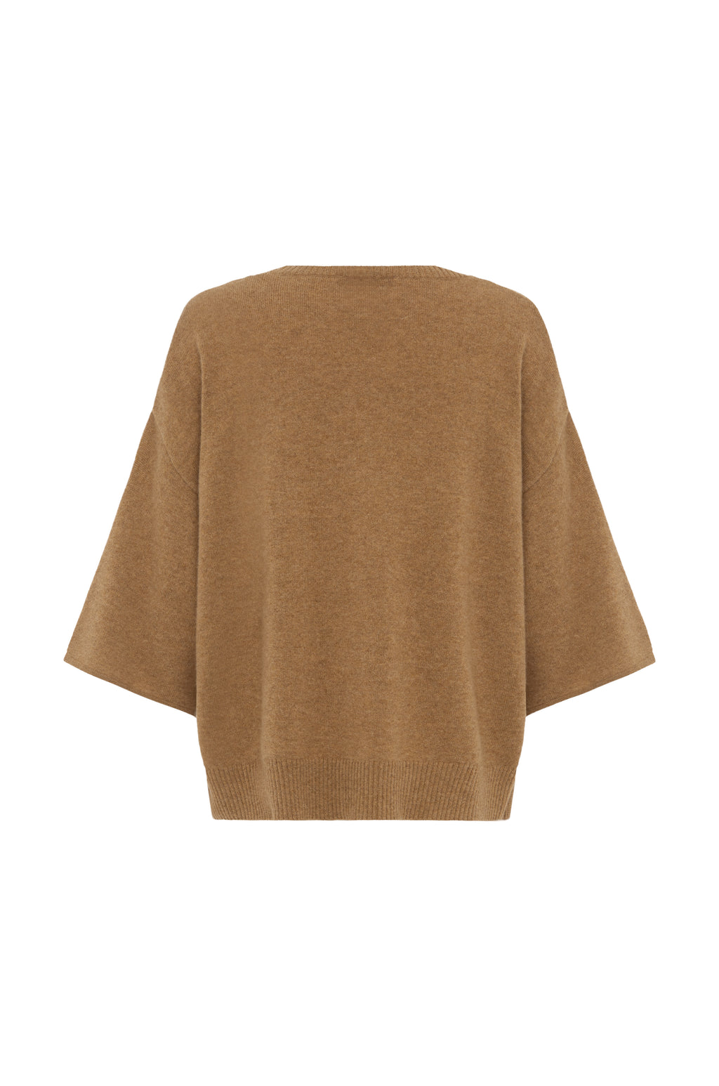 Close up biscuit cashmere knit texture Agnes drawstring tee luxury lightweight cashmere