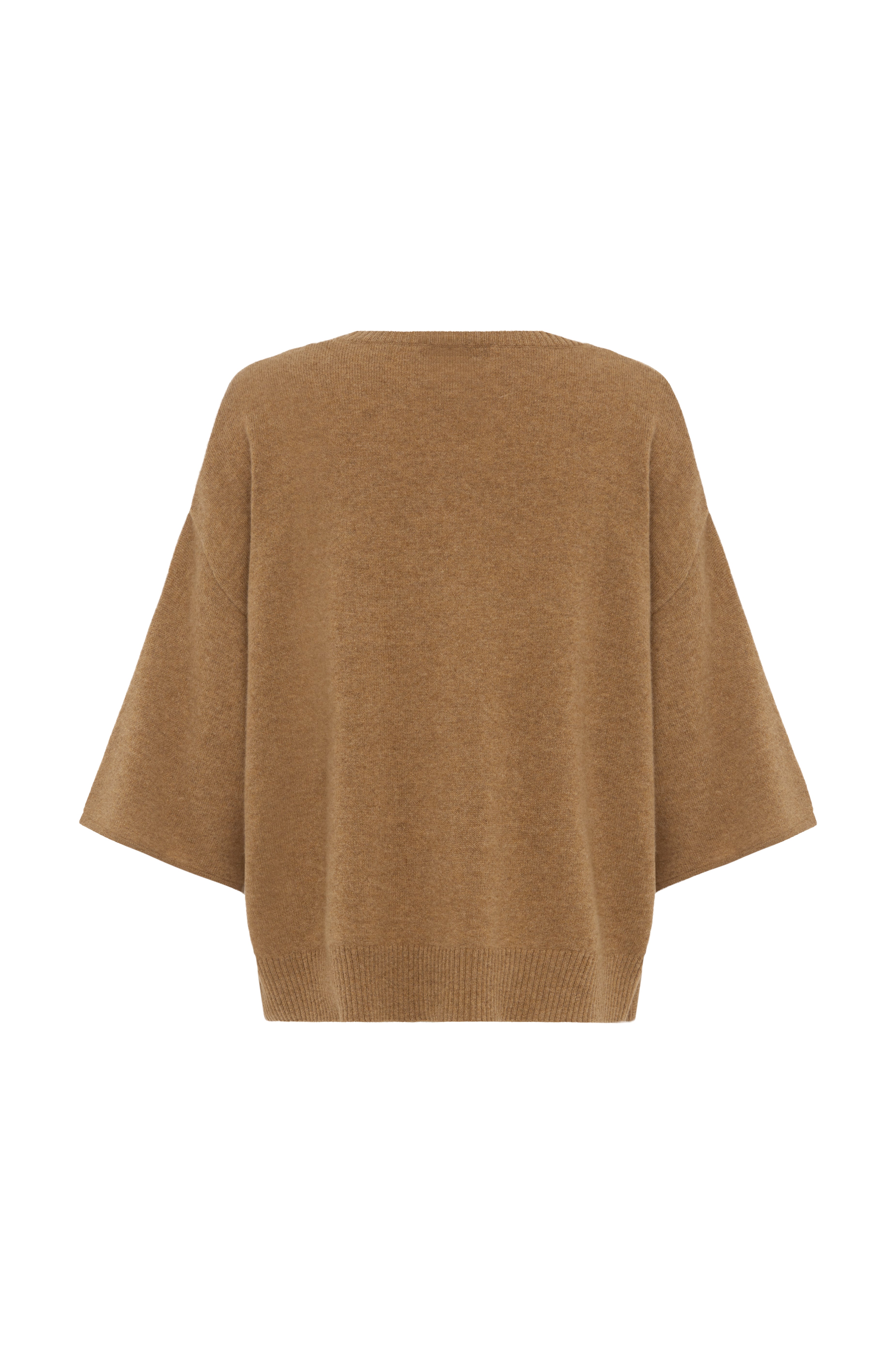 Close up biscuit cashmere knit texture Agnes drawstring tee luxury lightweight cashmere