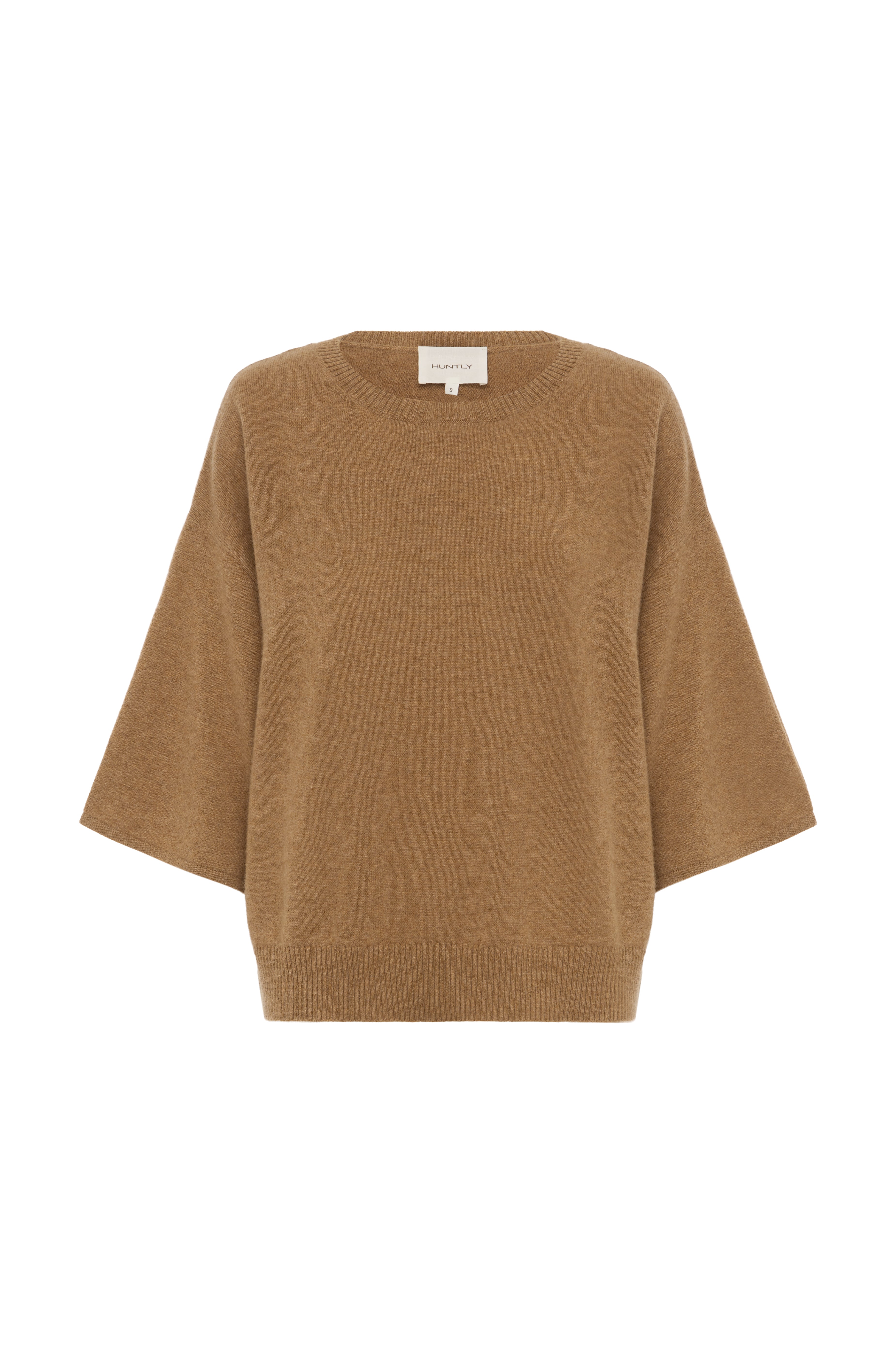 Back product shot biscuit cashmere drawstring knit top refined lightweight cashmere