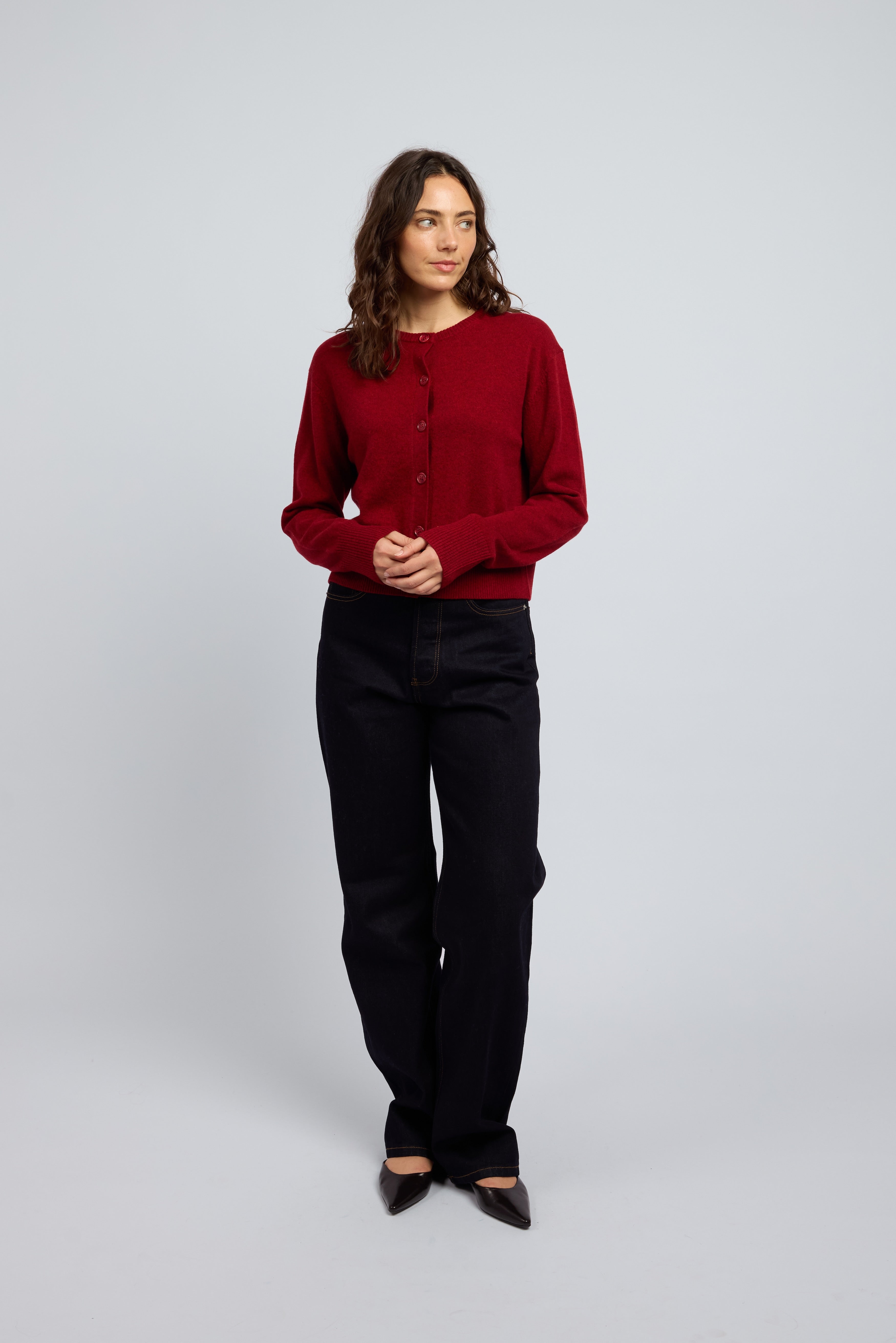 red women’s cashmere cardigan by Huntly Australia