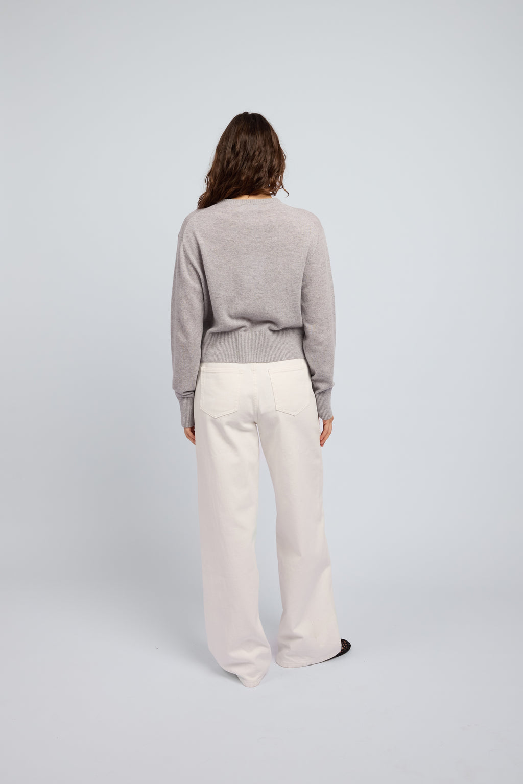 Cloud grey women’s cashmere cardigan by Huntly Australia