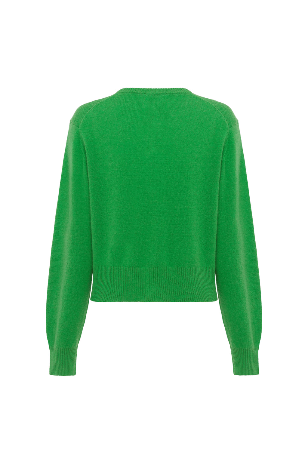 Back view of Elodie emerald cashmere cardigan for women by Huntly